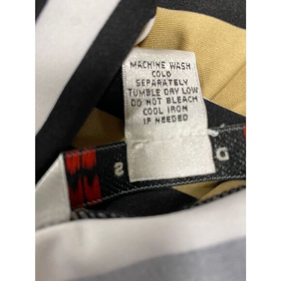 AA Studio AA Tan & Black Stripe Faux Wrap Short Sleeve Dress Size 10 NWT - Picture 7 of 7